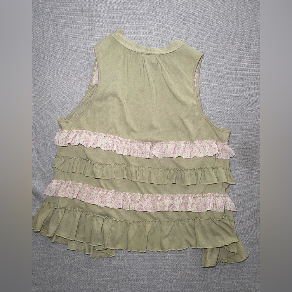 POL Clothing Ruffled Open Front Sleeveless Womens Cardigan Size Large - Picture 3 of 8